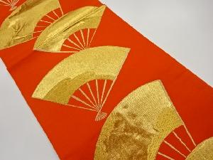 扇に雲模様織出し袋帯